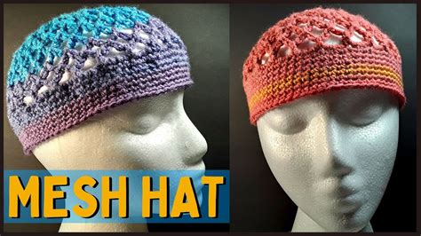 EASY Crochet Mesh Kufi Hat Tutorial For Beginner - Skull Cap - Open Weave Fishnet Beanie Pattern ...