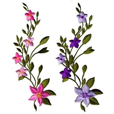 Large Pink Flowers on Vine Iron On Patch Applique - ClipArt Best - ClipArt Best