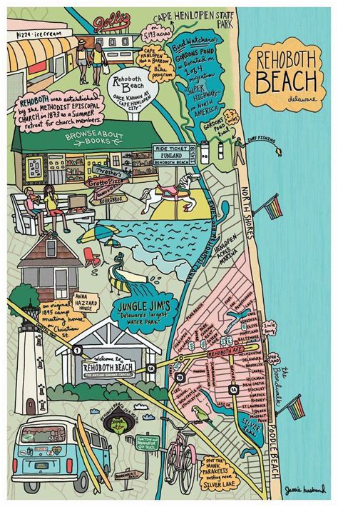 Map of Rehoboth Beach, Delaware (customization and framing options ava | Rehoboth beach delaware ...