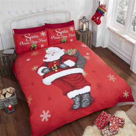 Christmas Kids Quilt Duvet Cover Bedding Bed Sets 5 Sizes Festive Santa ...