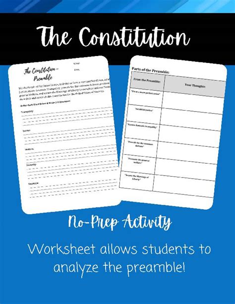 Introduction to the Constitution- Preamble Activity | No Prep ...