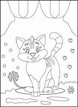 Cute Cat Outline coloring Page For Kids line drawing animal  sketch template