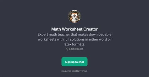 Math Worksheet Creator - Worksheet generation - TAAFT