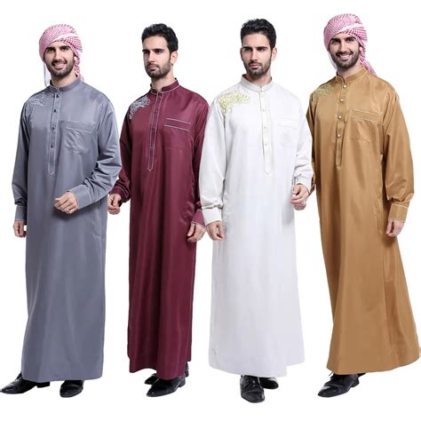 2017 Saudi Style Mens Fashion Thobe Abaya Robe Daffah Dishdasha Kaftan ...