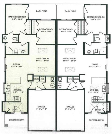 26++ Duplex house plans with garage in the middle information