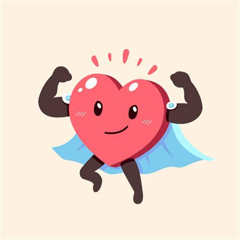 Cartoon healthy heart character with superhero cape 19515686 Vector Art at Vecteezy