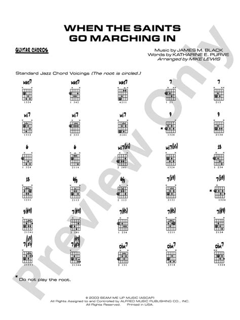 When the Saints Go Marching In: Guitar Chords: Guitar Chords Part - Digital Sheet Music Download