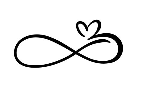 Love heart In the sign of infinity. Sign on postcard to Valentines day, wedding print. Vector ...