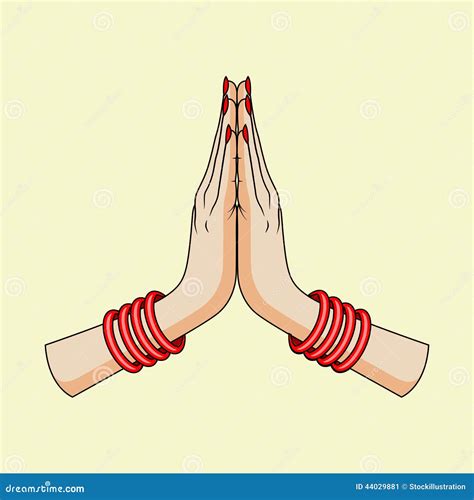 Welcome Gesture Of Hands Of Indian Woman Stock Vector - Image: 44029881