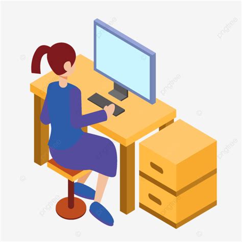 2 5d Woman Office Computer Desk, 25d, Woman, Office PNG and Vector with Transparent Background ...