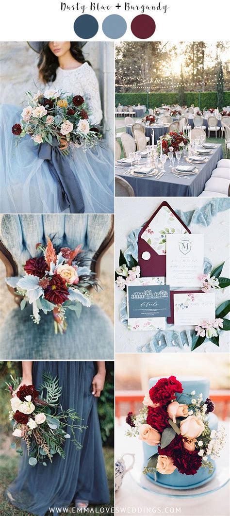 dusty blue and burgundy fall wedding color ideas #weddinginspo | Fall wedding colors, Wedding ...