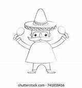 Burrito Mexican Hat Sombrero Maracas Coloring Stock Vector Royalty  sketch template