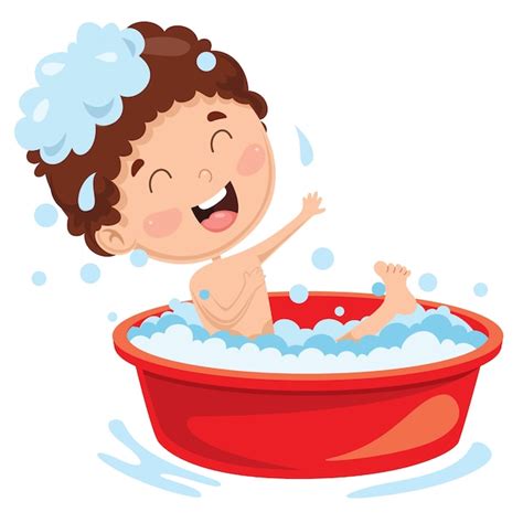 Premium Vector | Illustration of kid having bath