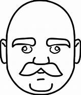 Face Of Bald Headed Man With Mustache Just Coloring Page  sketch template