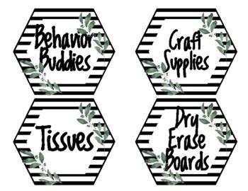 Editable Black and White Farmhouse Classroom Labels by Classy Cassie