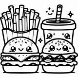Premium Vector  Cute coloring Page fast food Item Kawaii Illustration sketch template