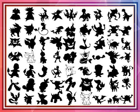 100 Designs Pokeman SVG Bundle, Pokemon Characters, Pokemon svg black white, Pokemon silhouette ...