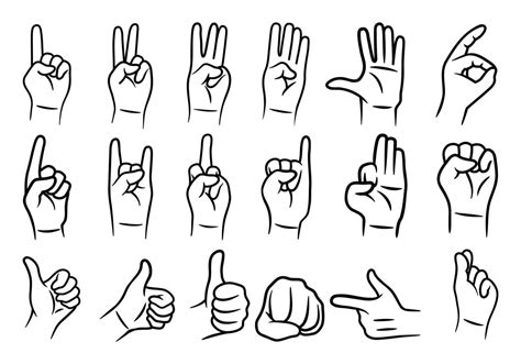 Collection of Hand Gesture Line Design Vectors 19547534 Vector Art at ...