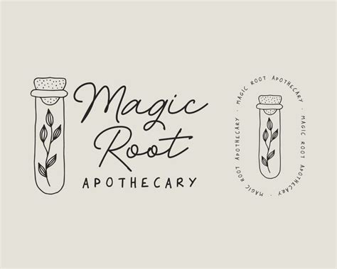 Bohemian Business Logo Design - Boho Plant Bottle Logo - Magic Apothecary Logo - Esoteric ...