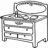 Table Dressing Coloring Kleurplaat Dresser Furniture Vanity Pages Line  sketch template