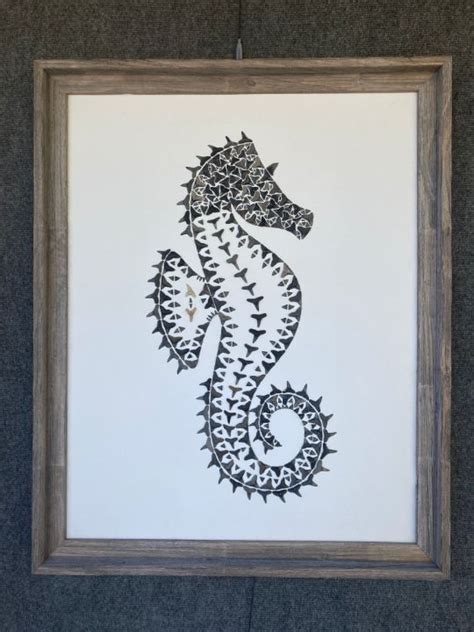 Seahorse large - Shark Teeth Fine Art - Crafts & Other Art, Mosaics - ArtPal