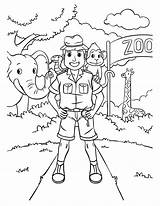 Zookeeper Coloring Page For Kids Toddler Silhouette Hand Drawn Vector  sketch template