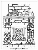Fireplace Coloring Pages Free Downloads  Sheets For Kids sketch template