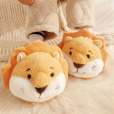 Household Plush Fur Slippers Slippers Female Cute Funny Animal Shoes ...