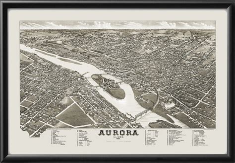 Aurora IL 1882 | Vintage City Maps - Restored Bird's Eye Views