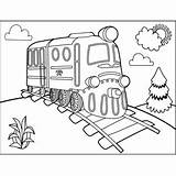 Train And Railroad Track Coloring Page sketch template