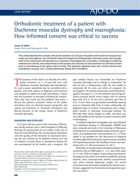 Orthodontic Treatment of a Patient with Duchenne Muscular Dystrophy and Macroglossia: How ...