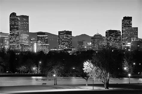 Denver Colorado Skyline In Black And White Photograph by Gregory Ballos