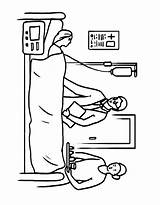 Doctor And Patient Drawing Easy Coloring Page sketch template