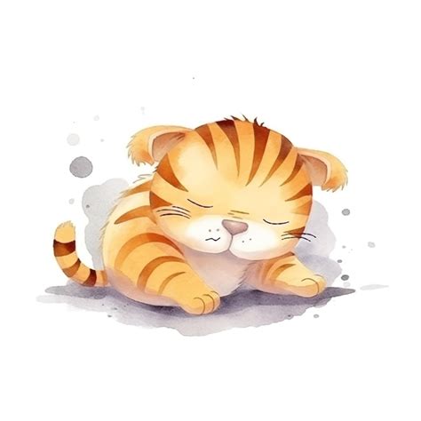 Premium AI Image | A watercolor drawing of a tiger that is sleeping.