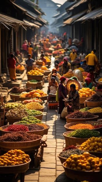 Premium AI Image | A vibrant traditional market in Indonesia