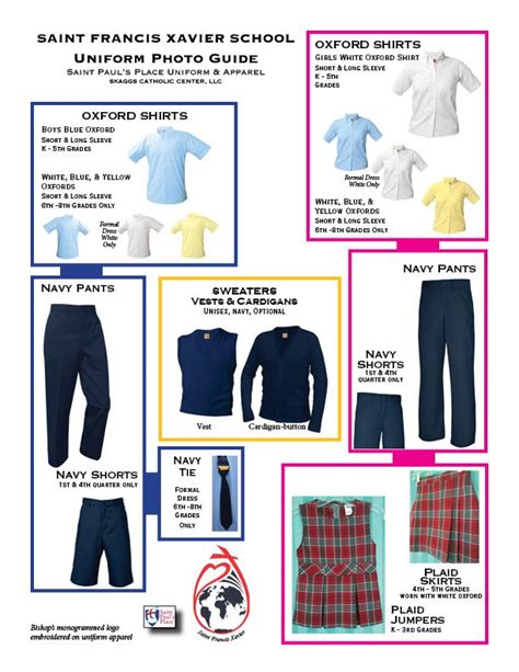 Saint Francis Xavier School Uniform Photo Guide. https://saintpaulsplace.com | Blue and yellow ...