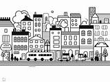 City Coloring For Creativity  Page sketch template