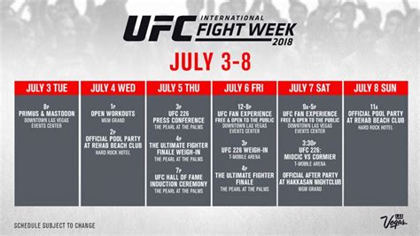 UFC’s International Fight Week schedule revealed for July 3-8 in Las Vegas - MMAmania.com