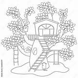Tree House coloring book Page For Kids Vector Illustration Stock  sketch template