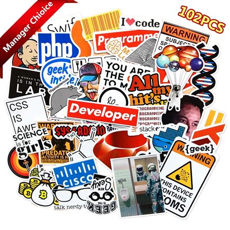 100pcs Internet Programming stickers for Laptop Programer science JS Php C Language Cloud Docker ...