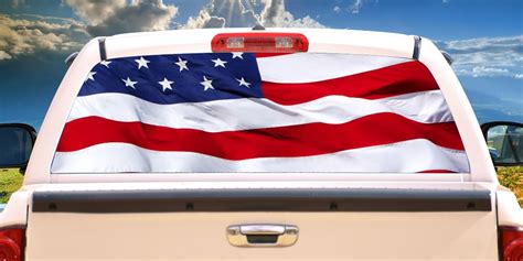 AMERICAN FLAG Rear Window Graphic truck view thru vinyl decal back ...