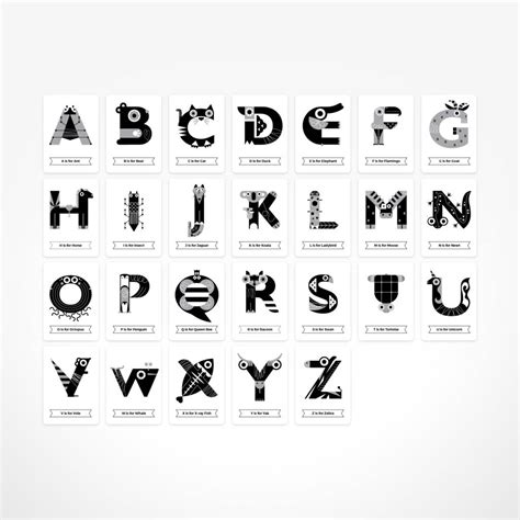 Black And White Alphabet Flash Cards By The Jam Tart