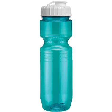 (300 Qty.) Translucent Jogger Bottles with Flip Top Lid Printed with Your Logo (Translucent Aqua ...
