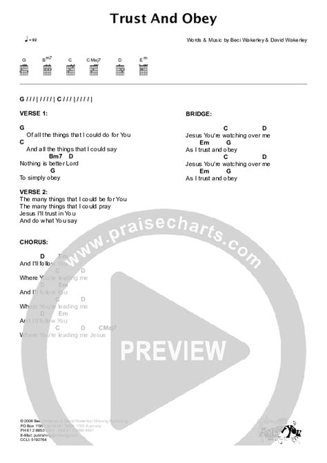 Trust And Obey Chords PDF (Hillsong Kids) - PraiseCharts