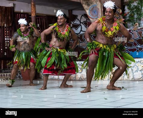 Nuku'Alofa, Tonga -- March 10, 2018. Dancers in native garb perform a traditional Tonganese ...