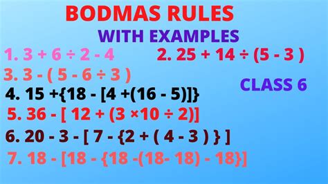 BODMAS rule with examples class 6 - YouTube