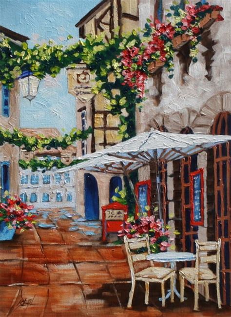 Art Painting Cafe Original Oil Painting European Cafe Art