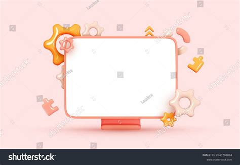 Mock Desktop Computer Screen Device Mockup Stock Vector (Royalty Free ...