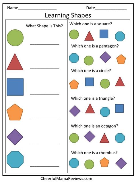 Coloring Pages: Preschool Worksheet Learning Shapes | Toddler Worksheets | Pinterest, preschool ...