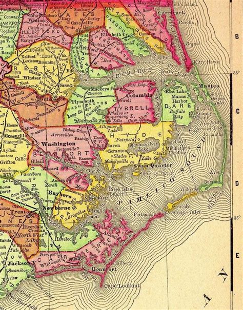 1895 Map of Eastern North Carolina | North carolina map, Cities in ...